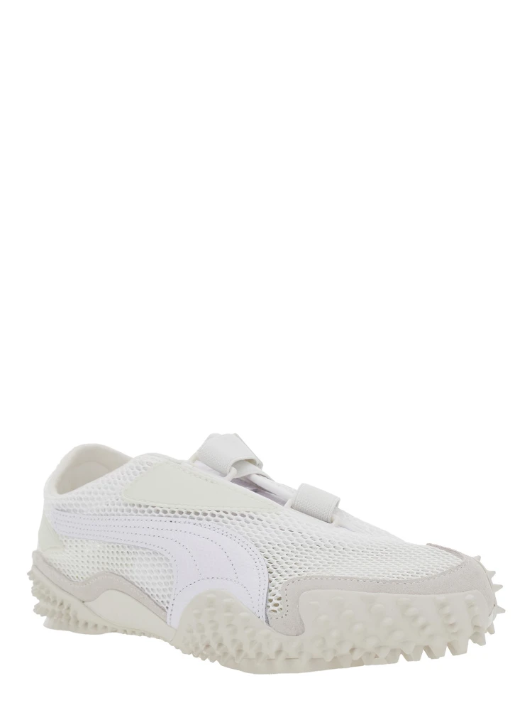 ‘Mostro’ White Low Top Sneaker with Logo on Heel and Mesh Inserts in Fabric Unisex alternative