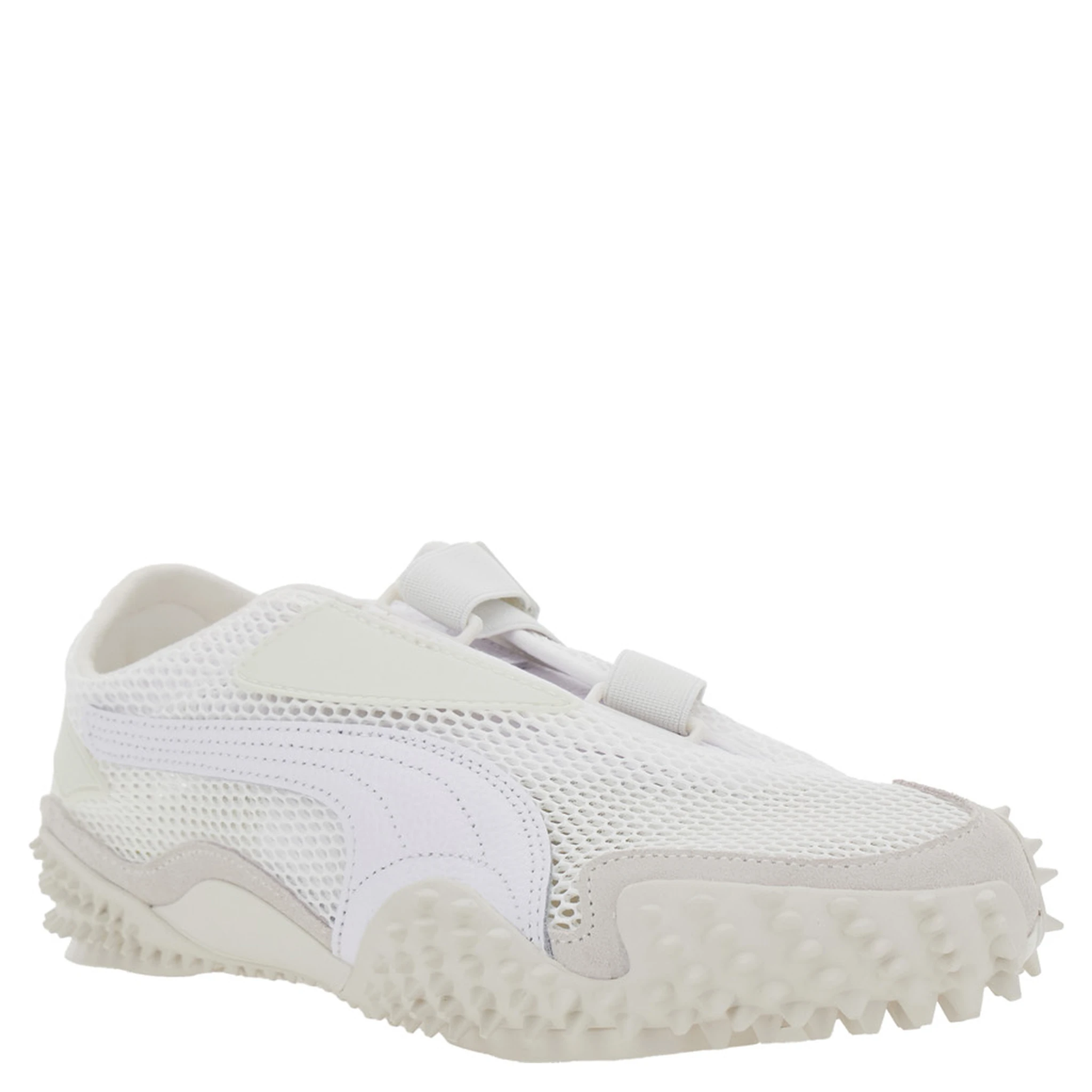 ‘Mostro’ White Low Top Sneaker with Logo on Heel and Mesh Inserts in Fabric Unisex