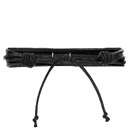Black Multi-Cord Bracelet with Cassandre on the Front in Leather Man