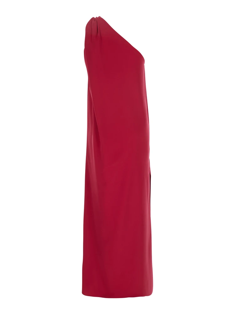 Red One-Shoulder Long Dress in Tech Fabric Woman alternative
