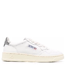 White and Silver Leather Sneakers Autry Woman
