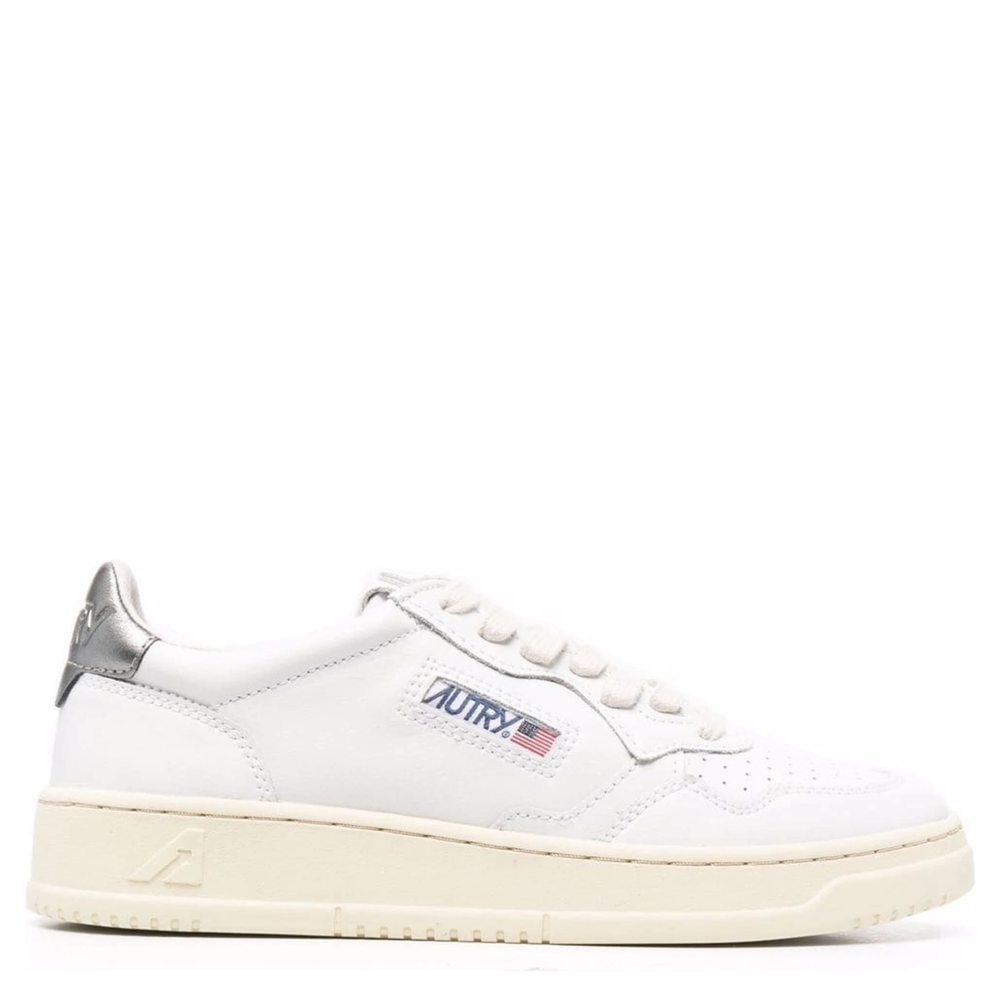 White and Silver Leather Sneakers Autry Woman