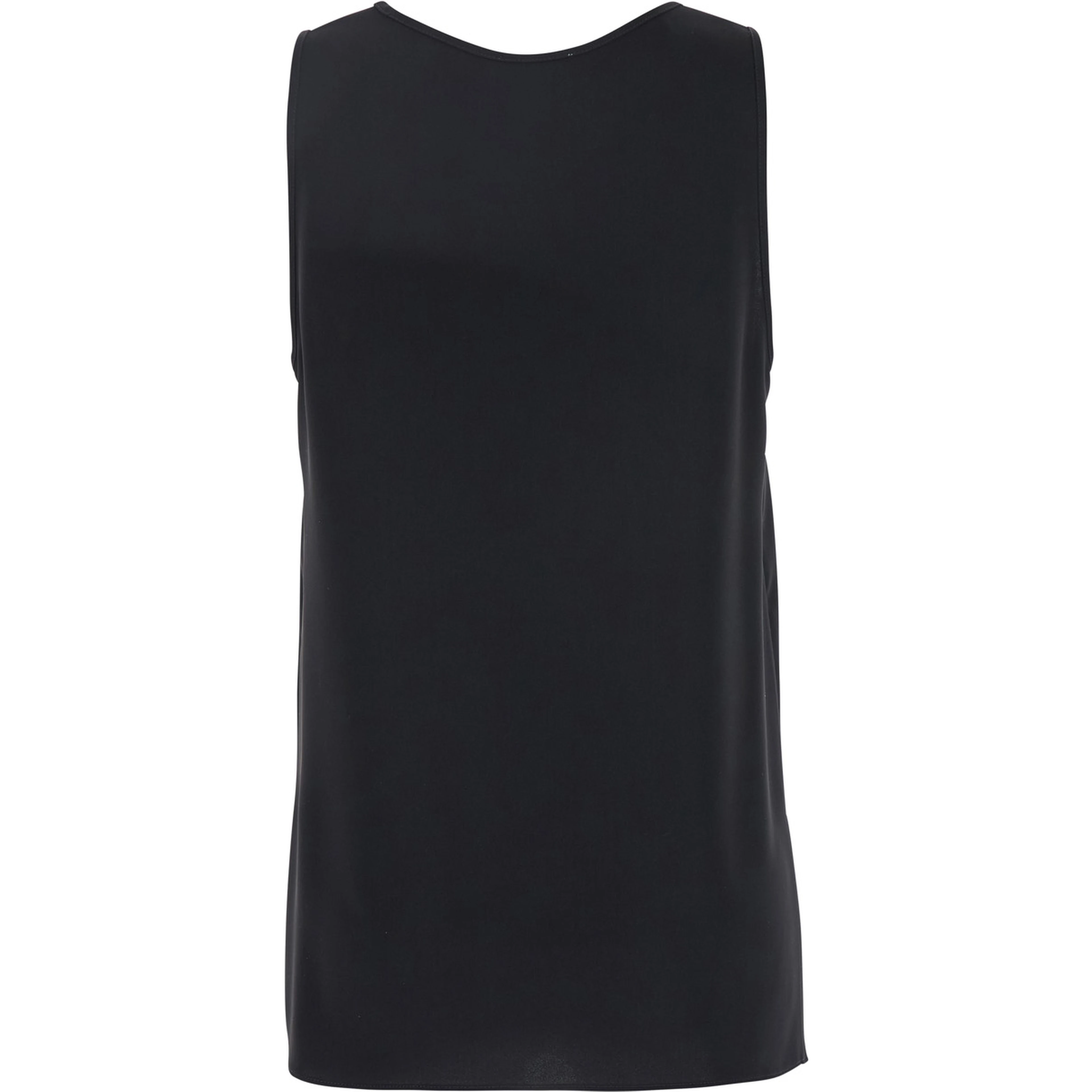 Black Sleeveless Top with Round Neck in Tech Fabric Woman
