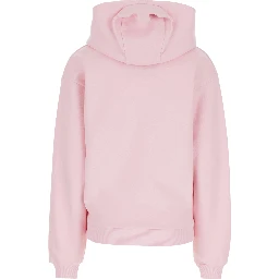 Pink Sweatshirt with Logo Lettering and Front Kangaroo Pocket in Cotton Woman