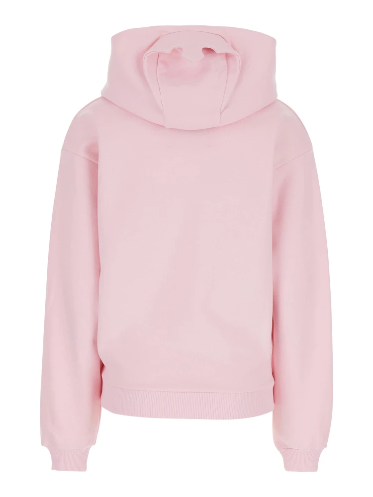 Pink Sweatshirt with Logo Lettering and Front Kangaroo Pocket in Cotton Woman alternative