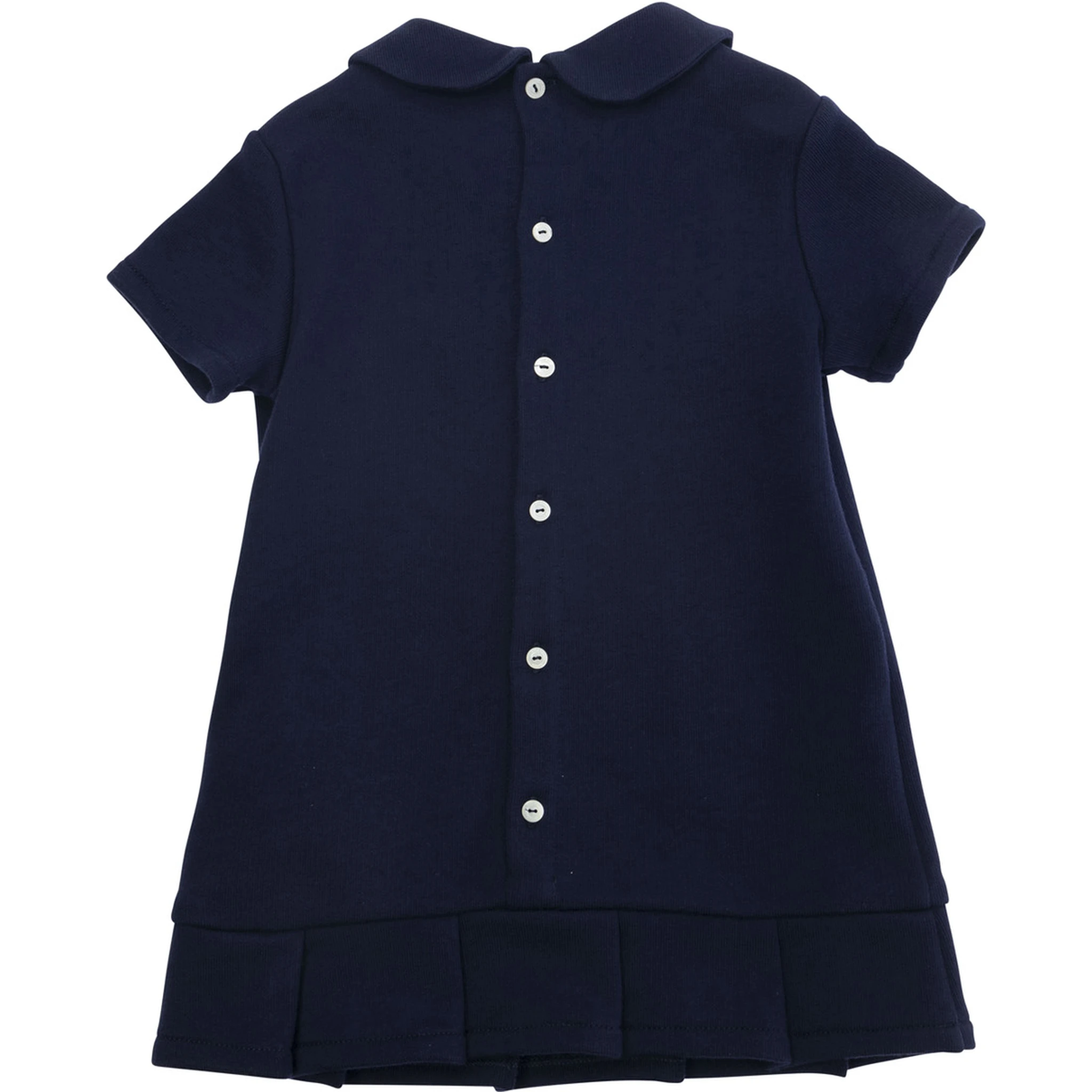 Blue Dress with Peter Pan Collar and Web Detail with Horsebit  on the Front in Cotton Baby