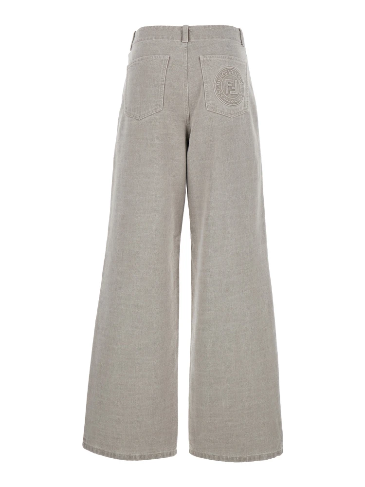 Beige Jeans with Patch Pockets on the Front and Embossed Logo on the Back in Cotton Woman alternative