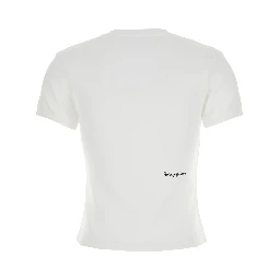 White Crewneck T-Shirt with Maxi Print on the Front and Logo Print on the Rear in Cotton Woman