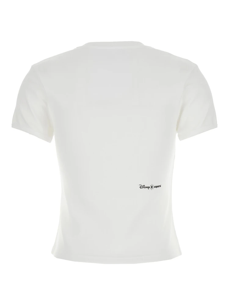 White Crewneck T-Shirt with Maxi Print on the Front and Logo Print on the Rear in Cotton Woman alternative