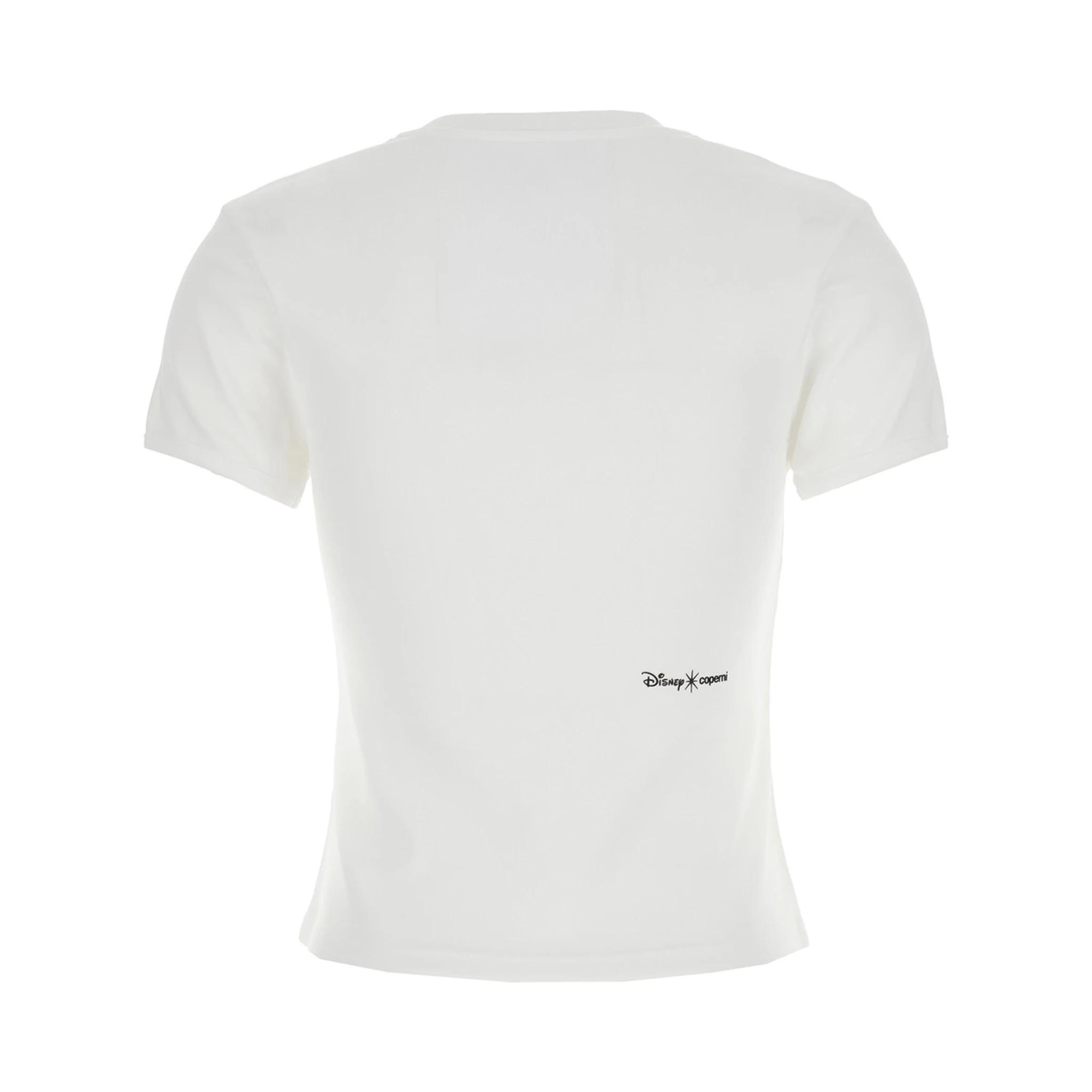 White Crewneck T-Shirt with Maxi Print on the Front and Logo Print on the Rear in Cotton Woman