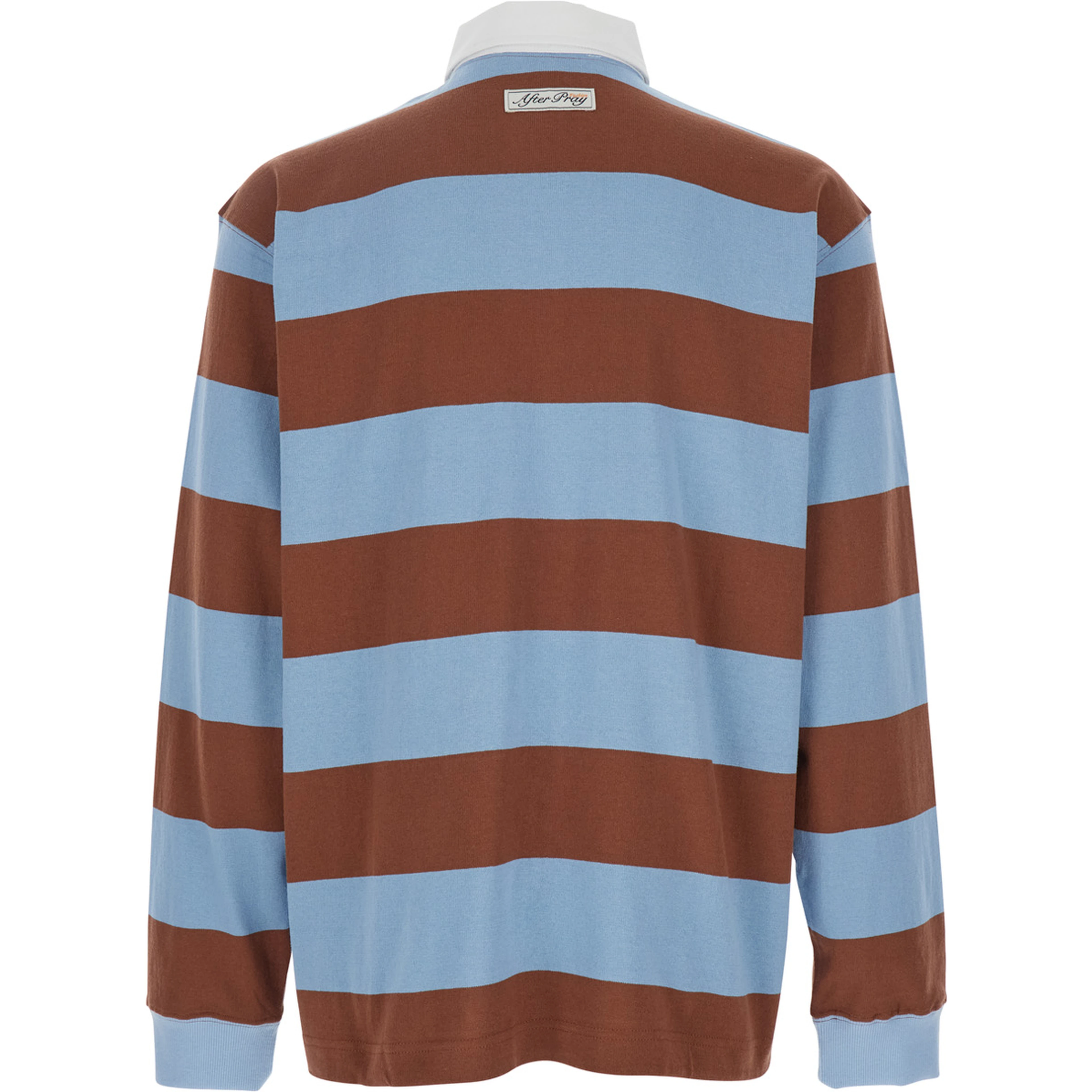 Multicolor Polo Shirt with Logo Lettering on the Front and All-Over Striped Motif in Cotton Man