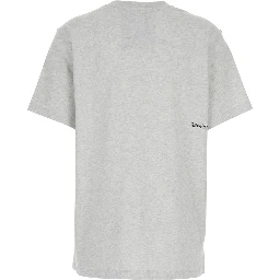 Grey Crew Neck T-Shirt with Front Print in Cotton Woman