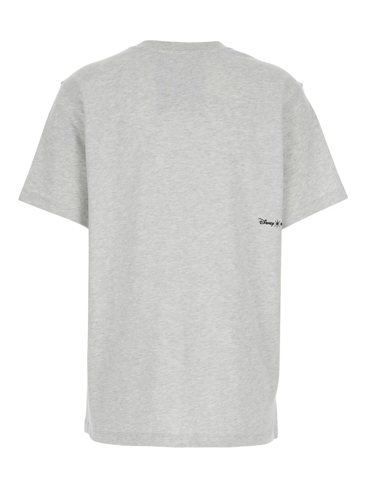 Grey Crew Neck T-Shirt with Front Print in Cotton Woman alternative