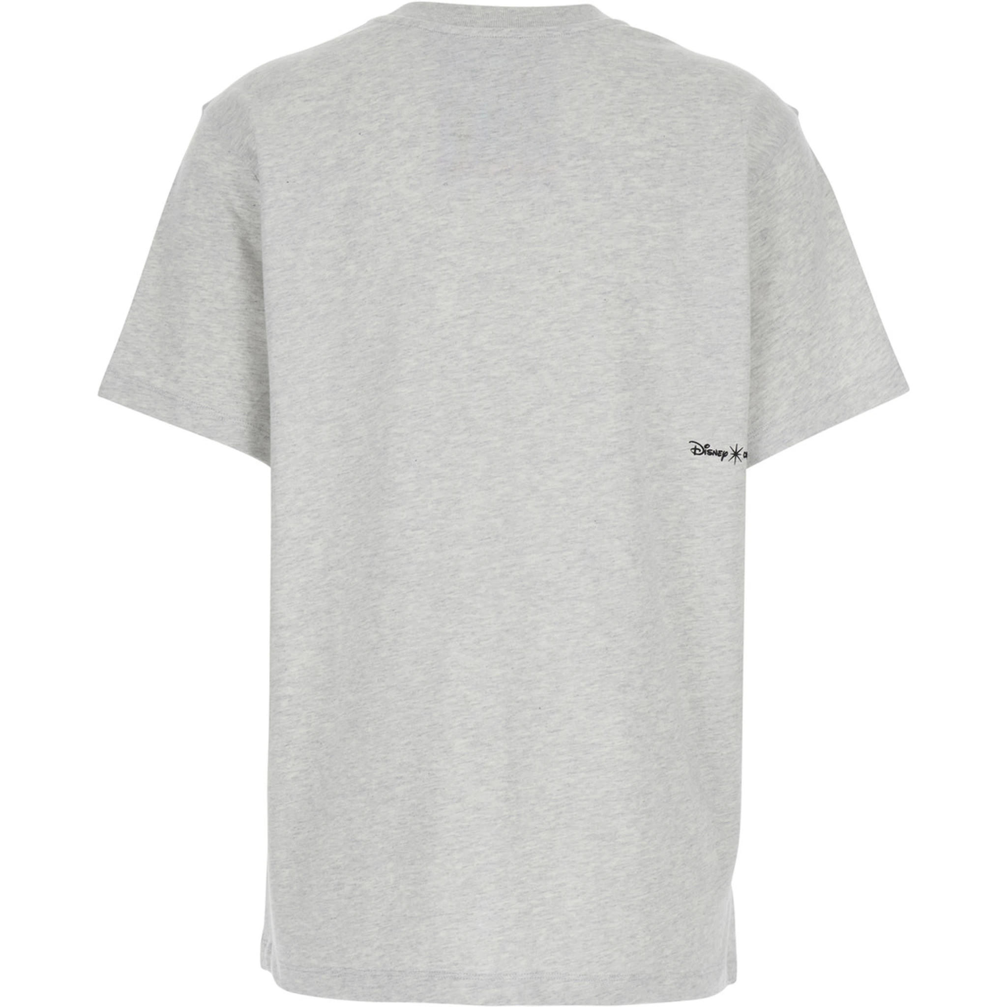 Grey Crew Neck T-Shirt with Front Print in Cotton Woman