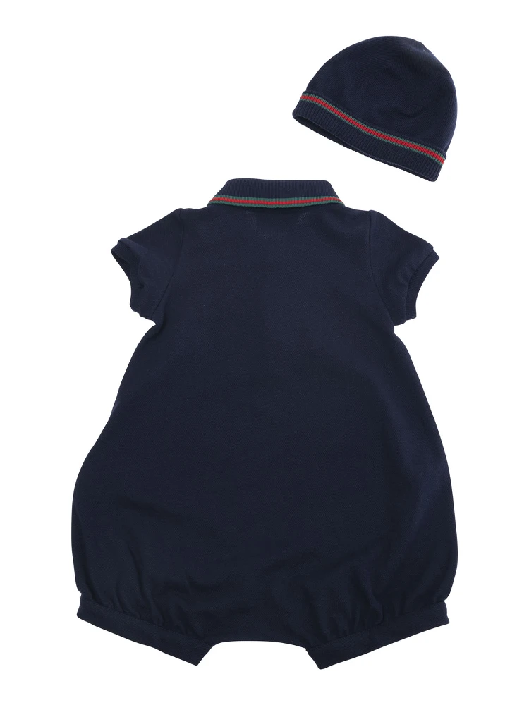 Dark Blue Tracksuit and Beanie Set in Cotton Baby alternative