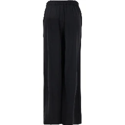 Black Pants with Wide Leg and Elastic Rear Waist in Tech Fabric Woman