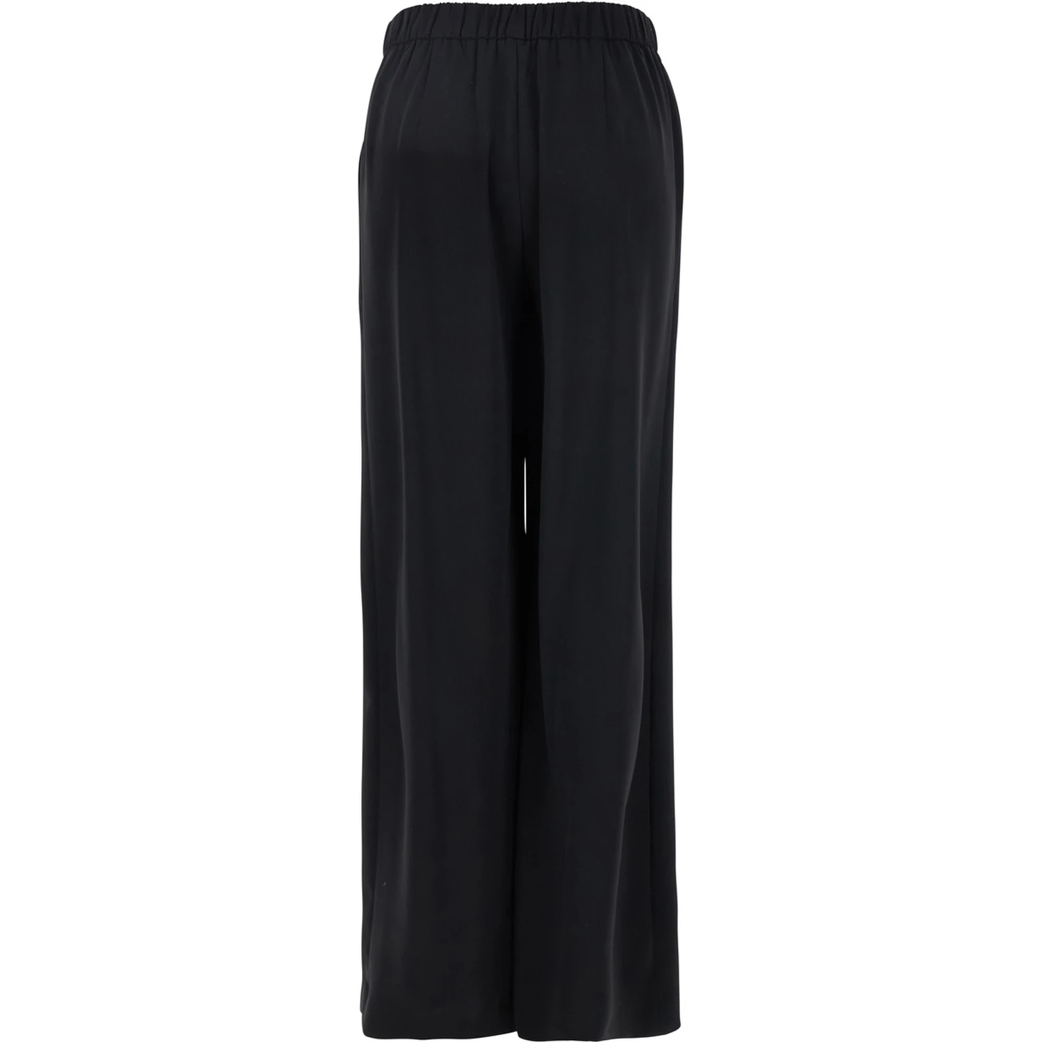 Black Pants with Wide Leg and Elastic Rear Waist in Tech Fabric Woman