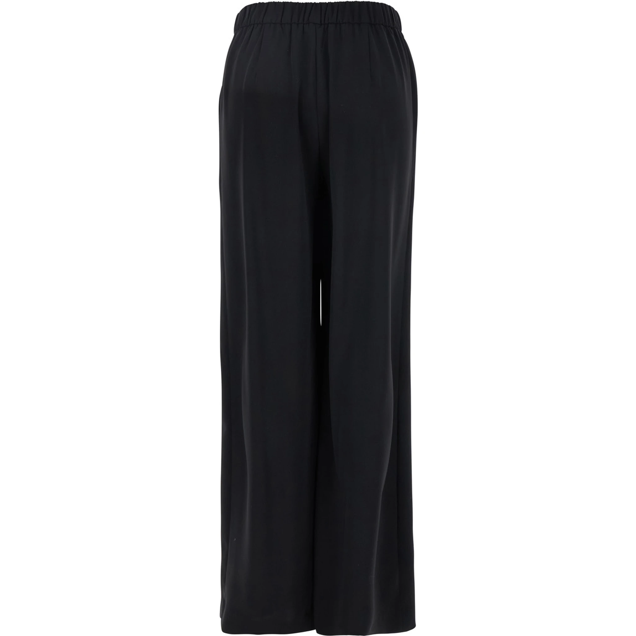 Black Pants with Wide Leg and Elastic Rear Waist in Tech Fabric Woman