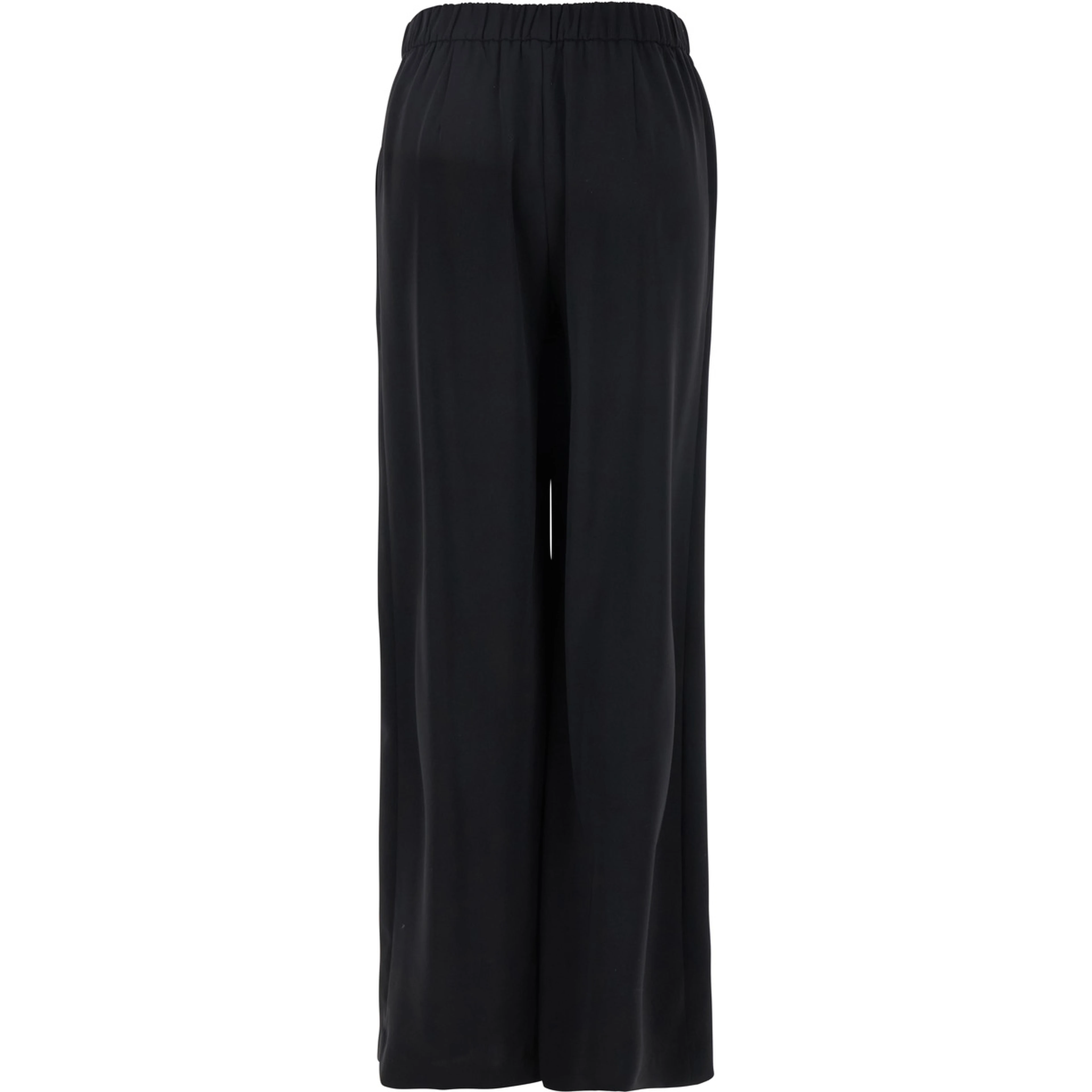 Black Pants with Wide Leg and Elastic Rear Waist in Tech Fabric Woman