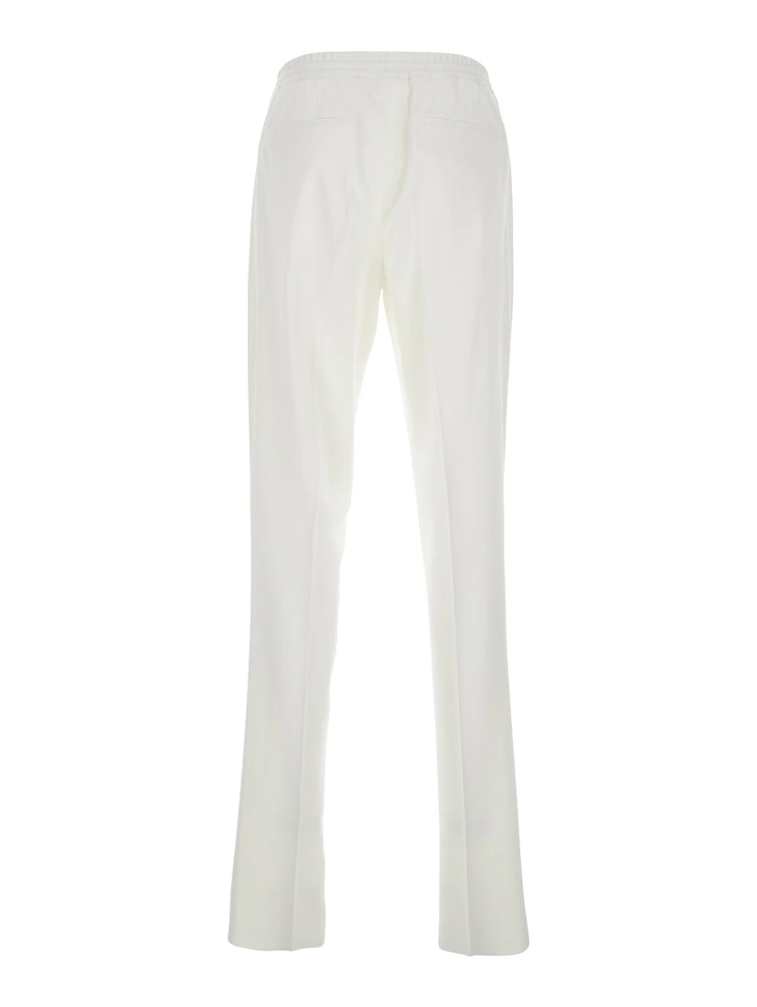 White Pants with Elastic Waist and Drawstring in Cotton Man