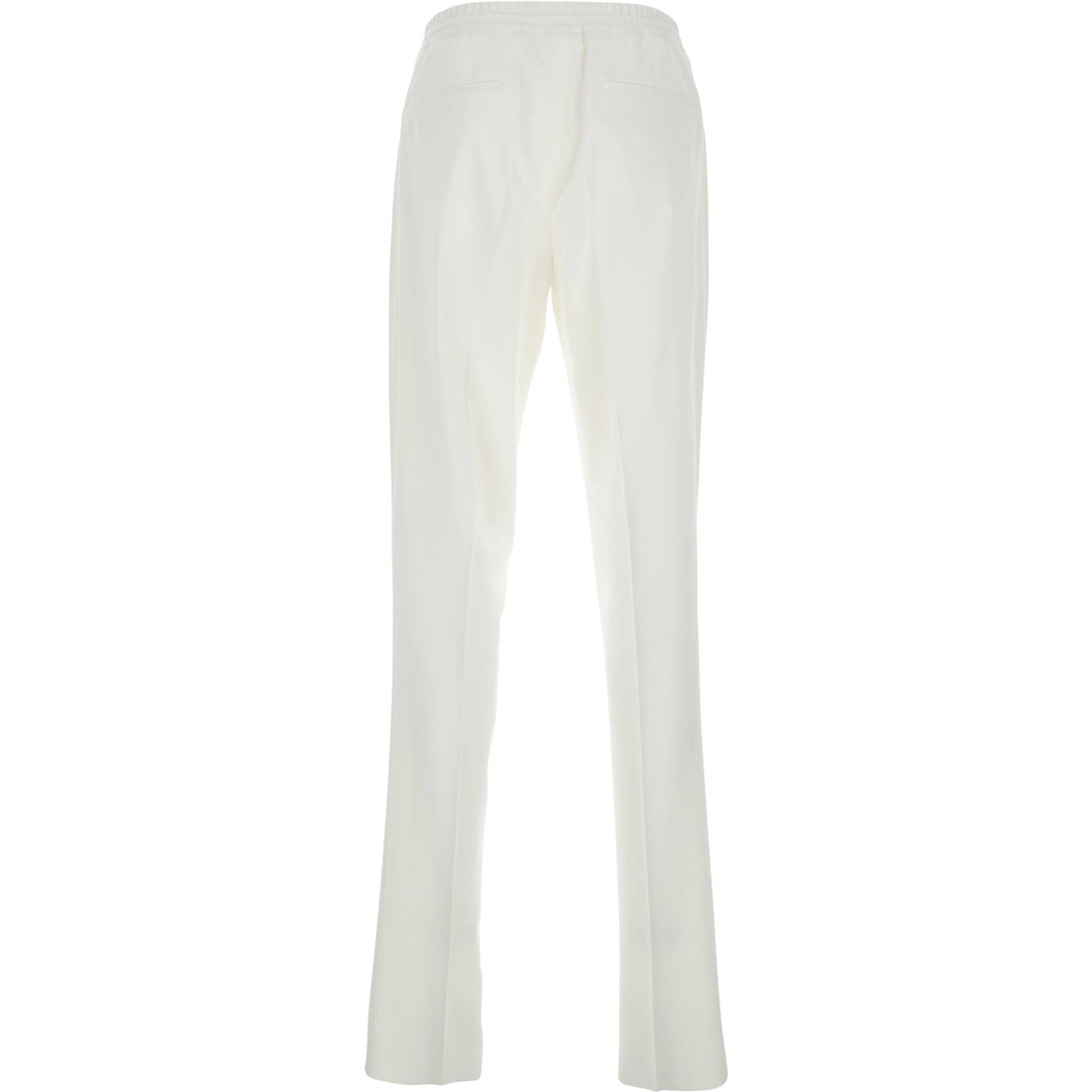 White Pants with Elastic Waist and Drawstring in Cotton Man
