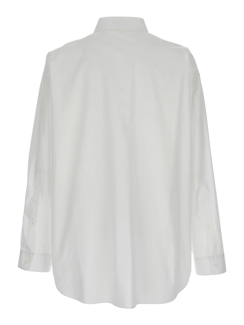 White Shirt with Pointed Collar in Cotton Man