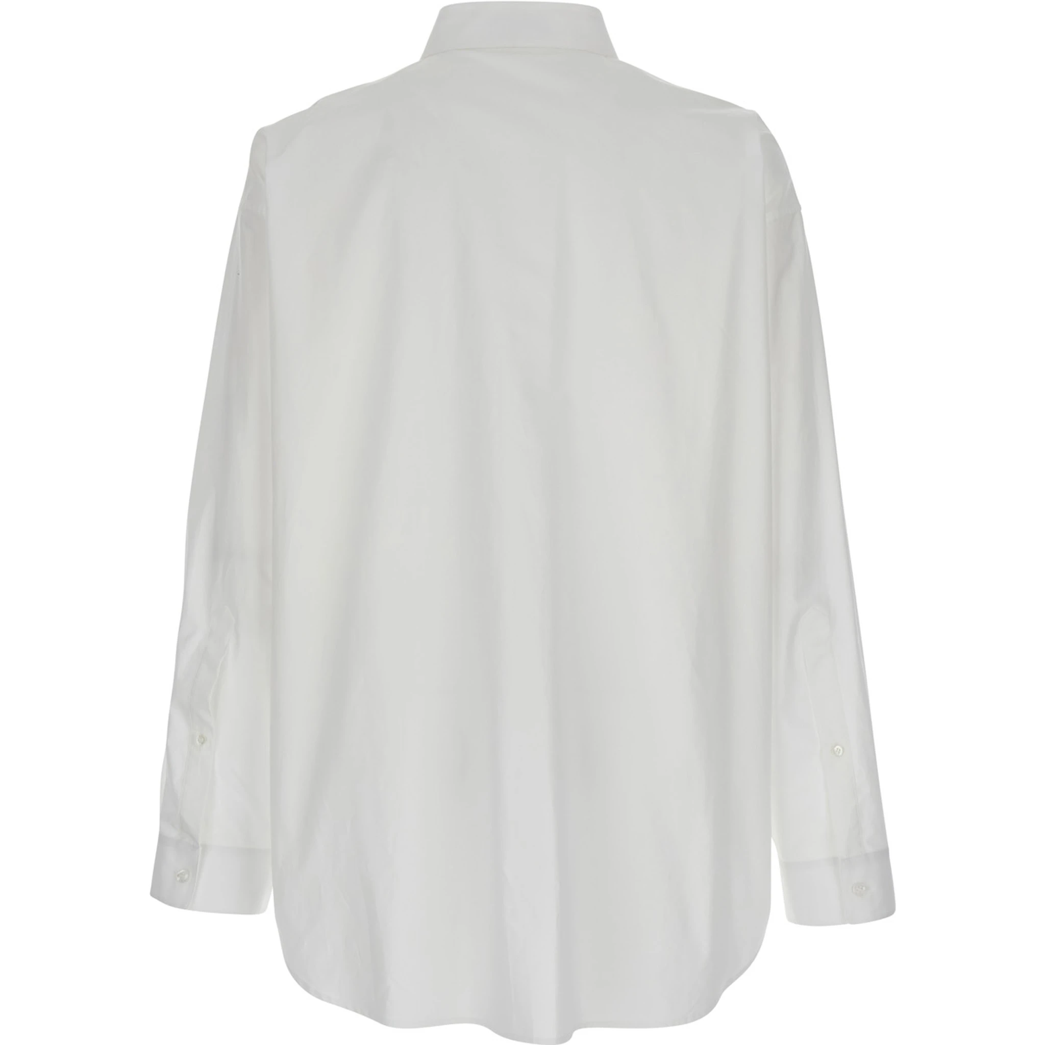 White Shirt with Pointed Collar in Cotton Man