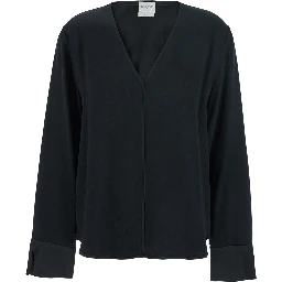 Black V-Neck Sweater in Acetate Blend Woman