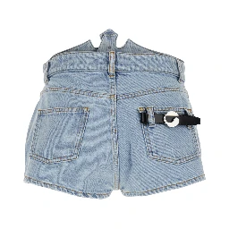 Blue Shorts with Crown-Shaped Design in Cotton Woman