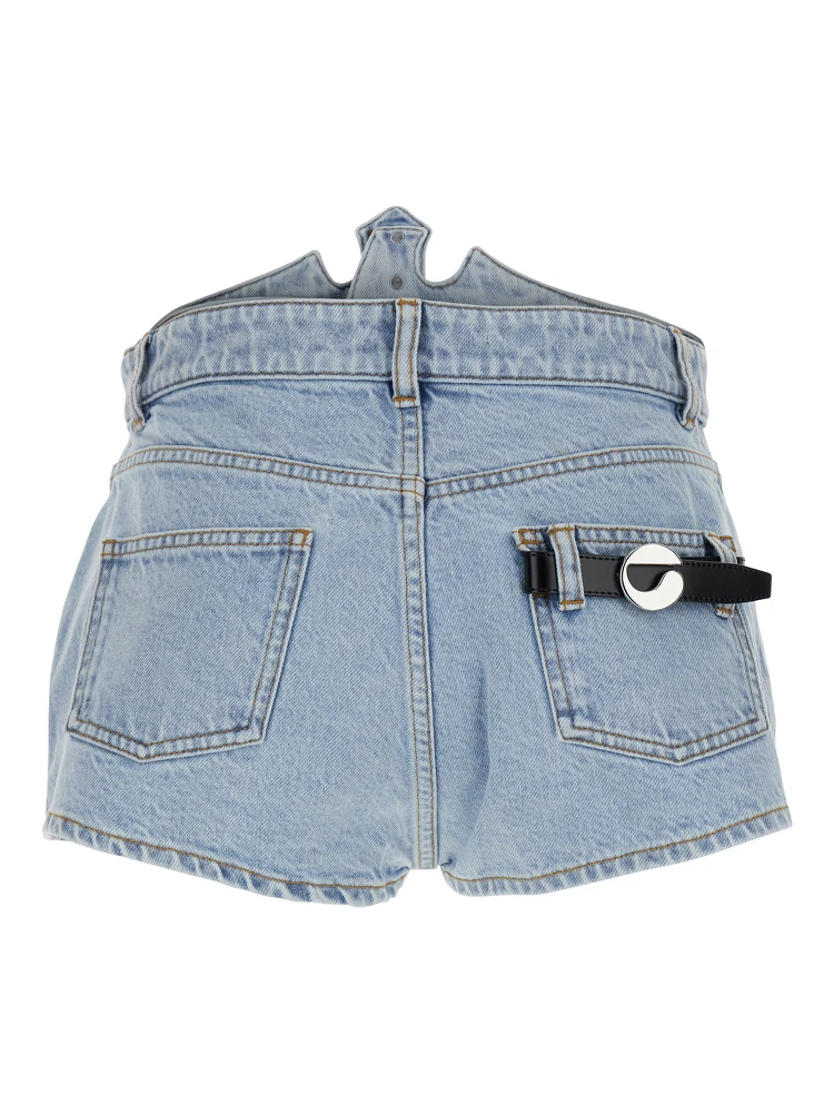 Blue Shorts with Crown-Shaped Design in Cotton Woman alternative