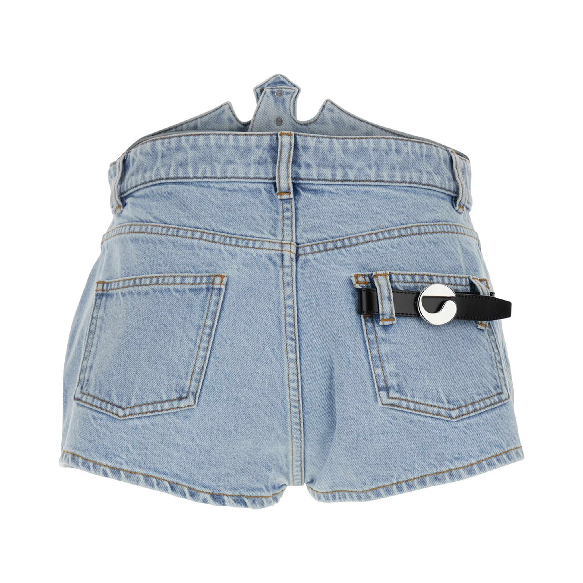 Blue Shorts with Crown-Shaped Design in Cotton Woman