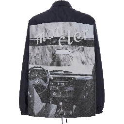 Sopdu Blue Jacket with Logo Motif with Car Print and Iconic Logo Patch in Recycled Tech Fabric Man