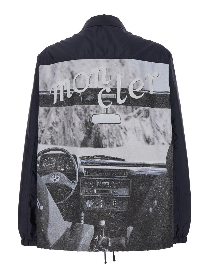 Sopdu Blue Jacket with Logo Motif with Car Print and Iconic Logo Patch in Recycled Tech Fabric Man