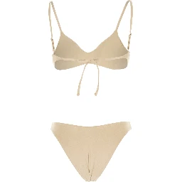 Beige Sequin Bikini in Tech Fabrich Stretch Woman