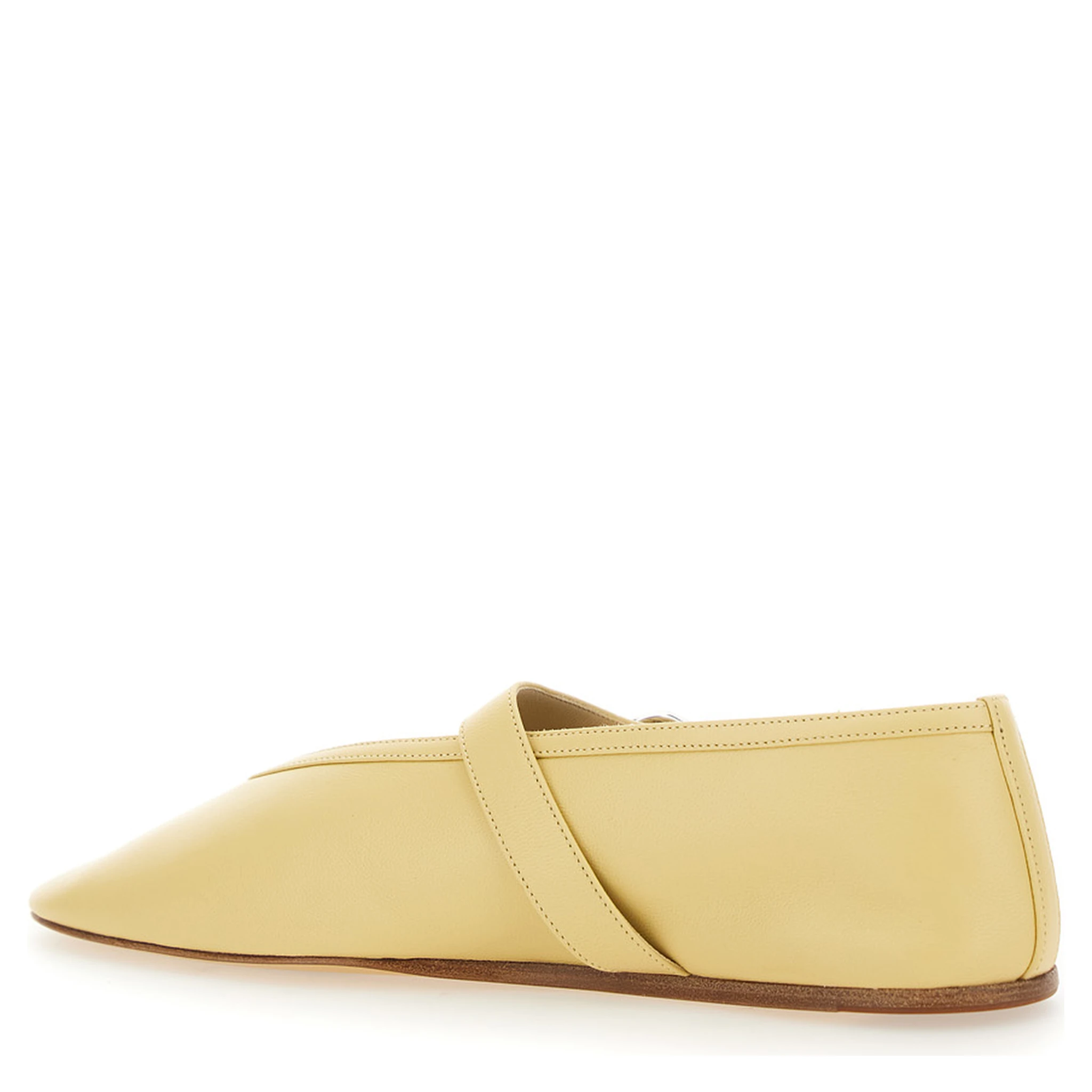 Stella Yellow Ballerinas with with Buckle Strap in Leather Woman