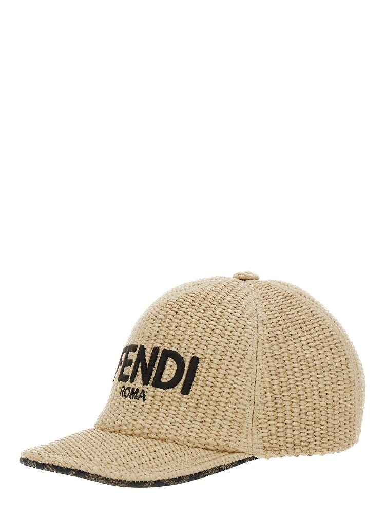 Beige Baseball Cap with Logo Lettering Embroidery on the Front in Cotton Blend Boy