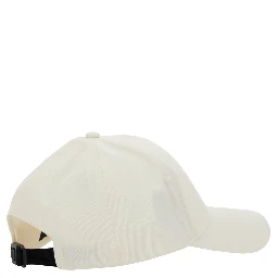 White Baseball Cap with Logo Patch on the Front in Cotton Man