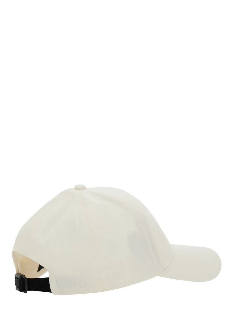White Baseball Cap with Logo Patch on the Front in Cotton Man alternative