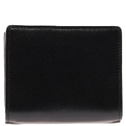 Sense Black Bi-Fold Wallet with Tonal Logo Embroidery in Leather Woman