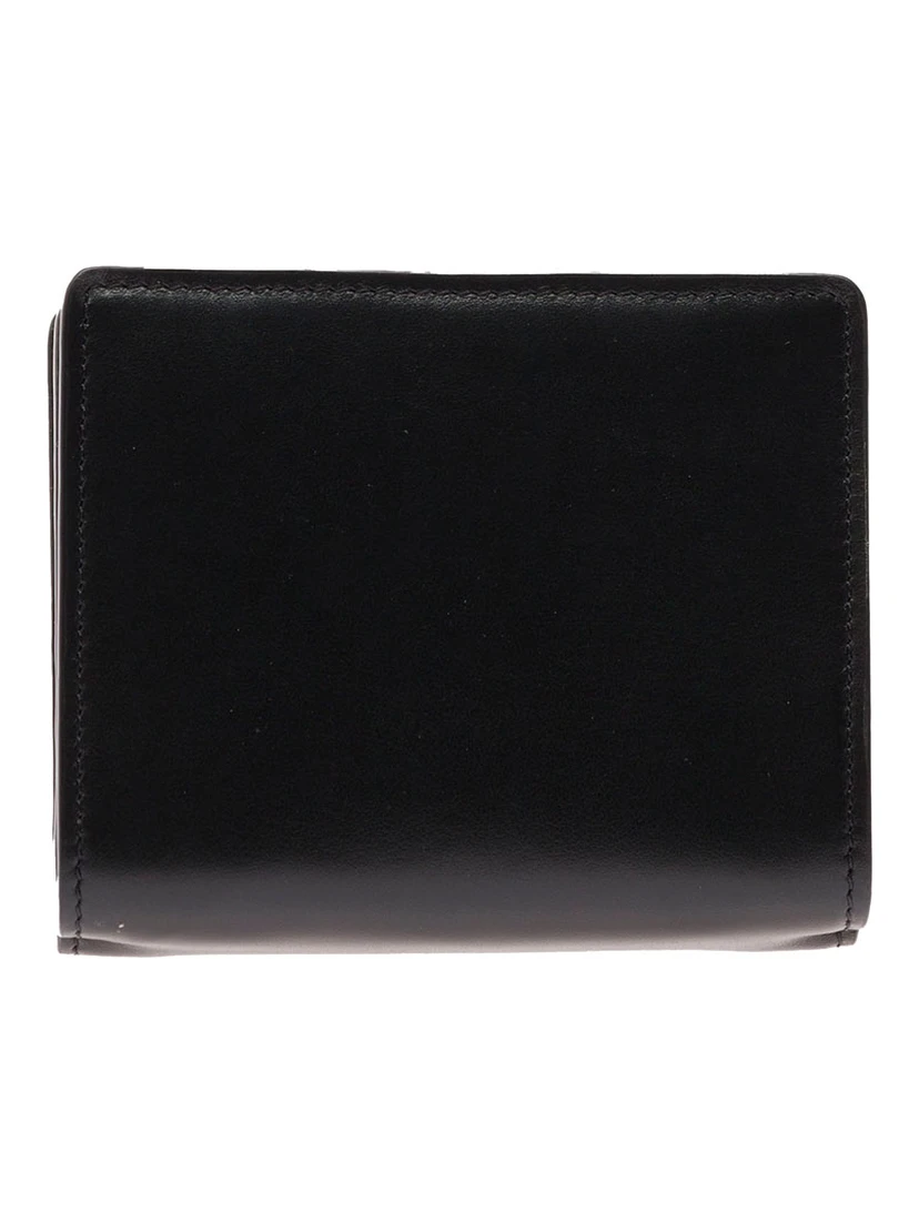 Sense Black Bi-Fold Wallet with Tonal Logo Embroidery in Leather Woman