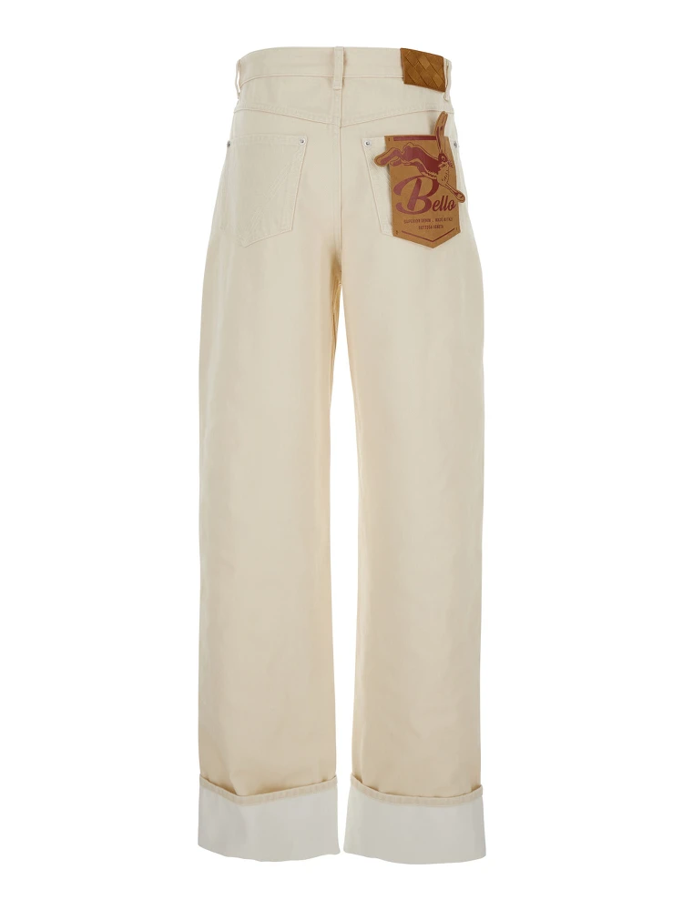 White Jeans with Cuffs on the Edges and Removable Patch with Hare on the Back in Denim Woman alternative