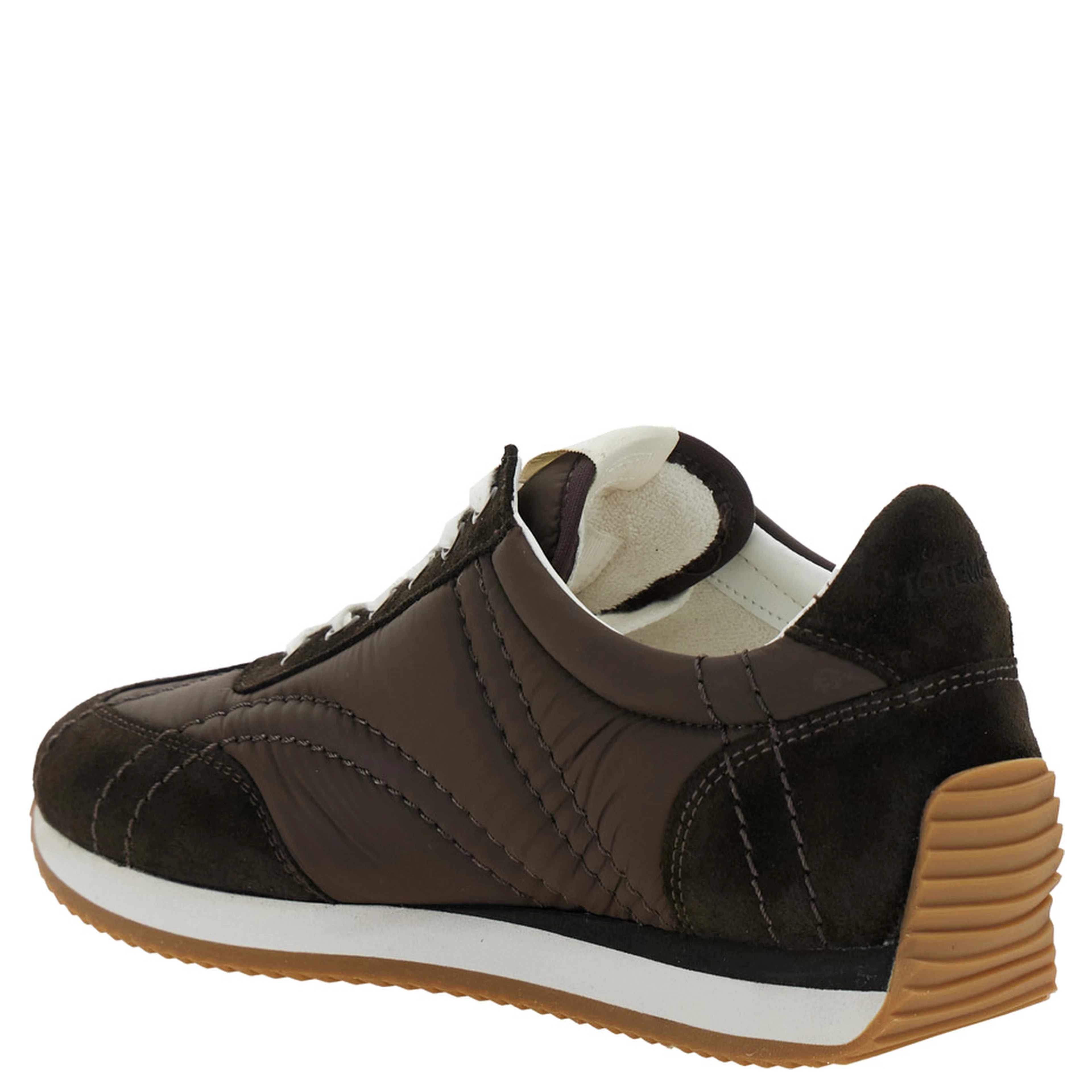 Brown Sneakers with Logo Detail on the Tongue in Suede and Tech Fabric Woman