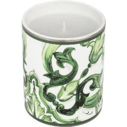 Green Sicilian Neroli and Lemon Scented Candle with Lid and Carretto Print