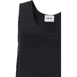 Black Sleeveless Top with Round Neck in Tech Fabric Woman