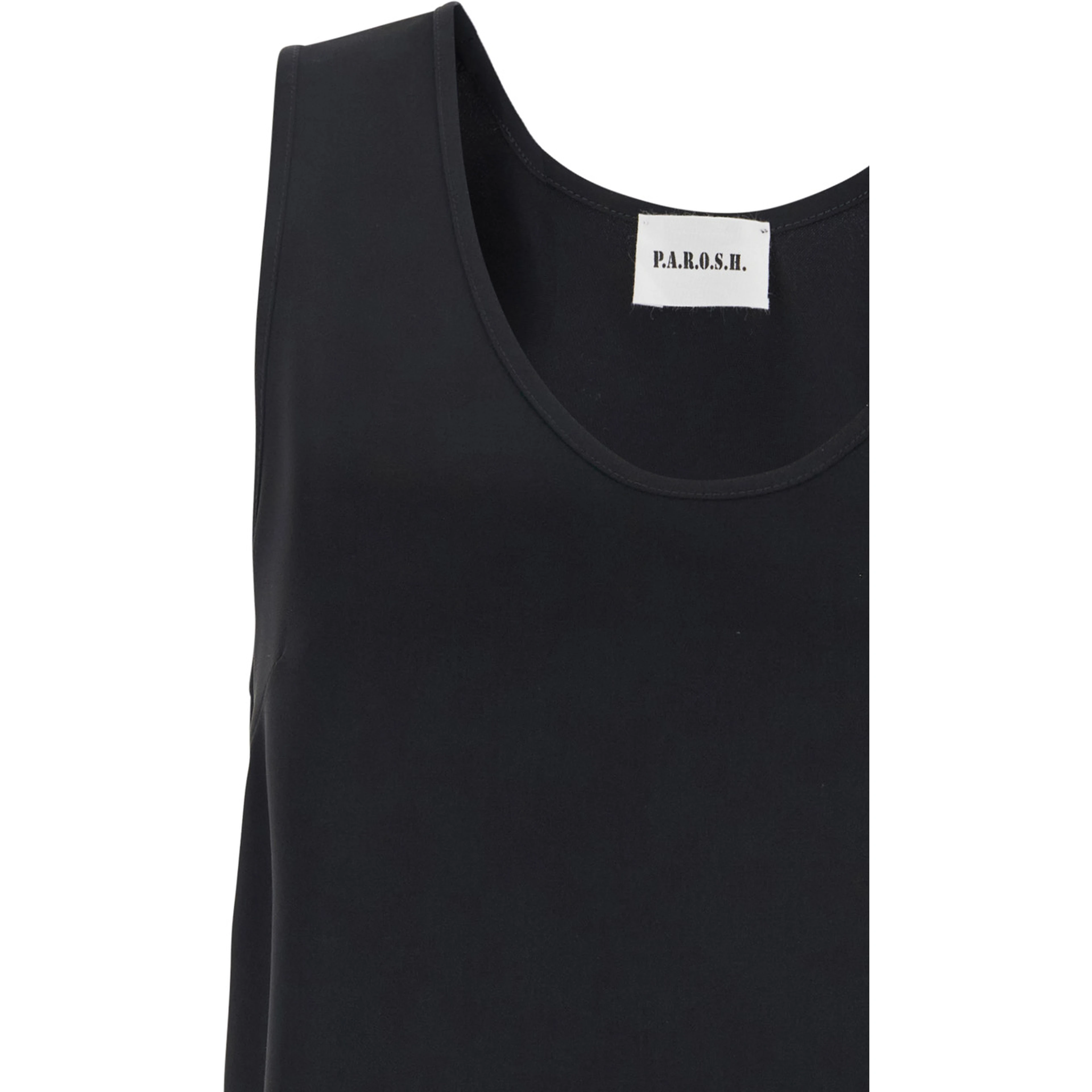 Black Sleeveless Top with Round Neck in Tech Fabric Woman