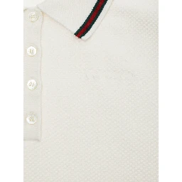 White Dress with Polo Shirt Style Collar with Web Detail and Embroidery in Cotton Girl
