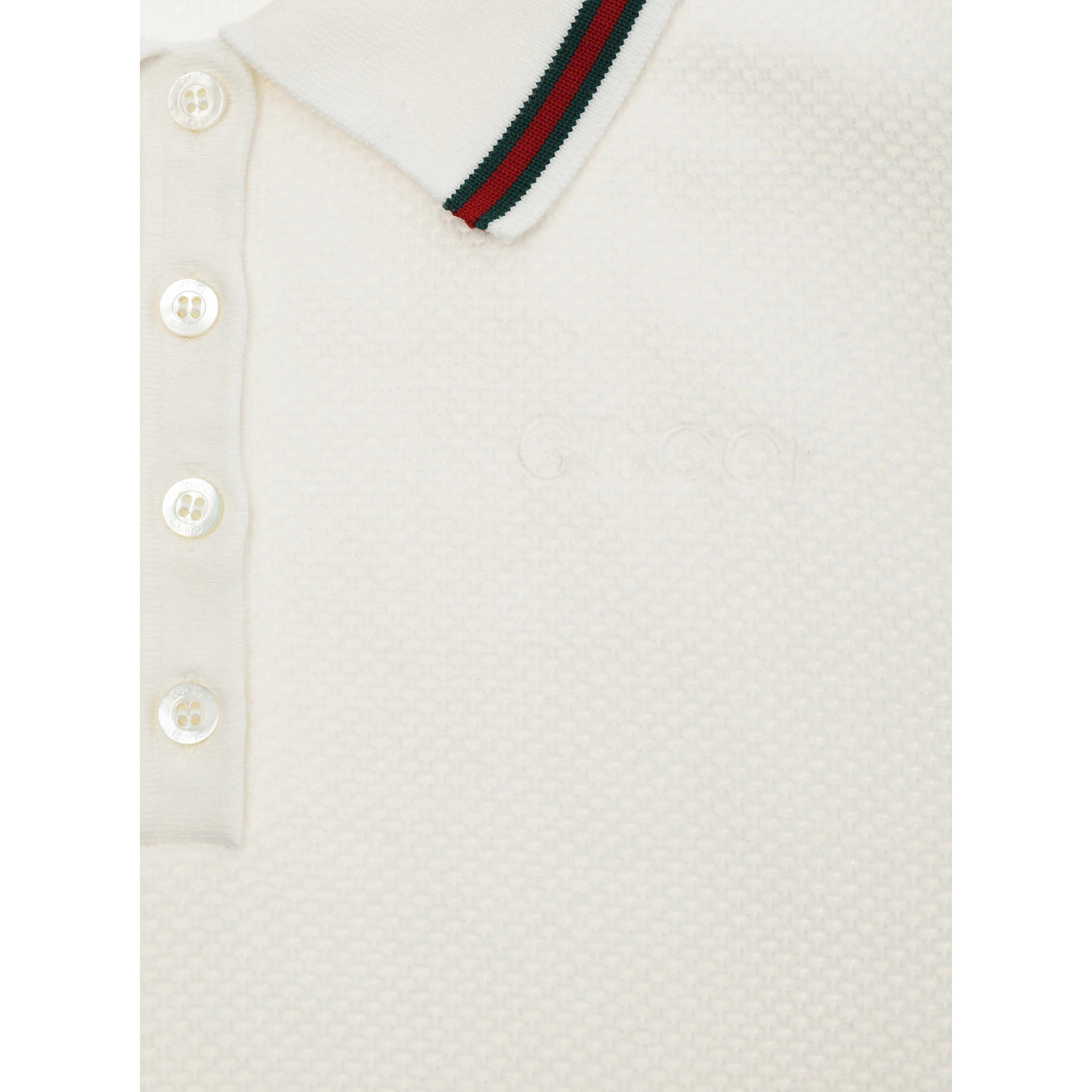 White Dress with Polo Shirt Style Collar with Web Detail and Embroidery in Cotton Girl