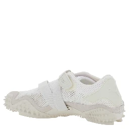 ‘Mostro’ White Low Top Sneaker with Logo on Heel and Mesh Inserts in Fabric Unisex