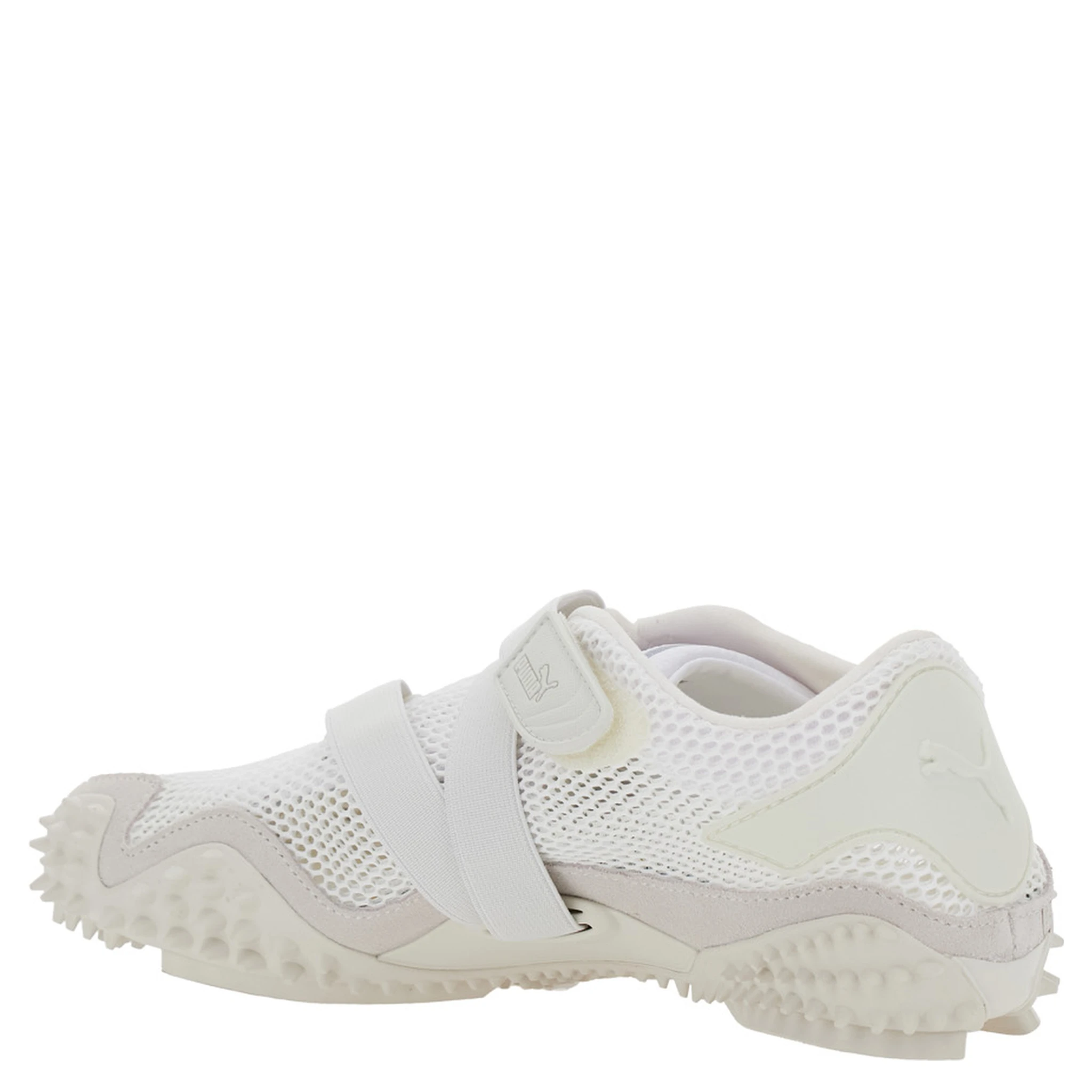 ‘Mostro’ White Low Top Sneaker with Logo on Heel and Mesh Inserts in Fabric Unisex