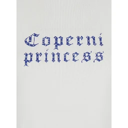 White Crewneck T-Shirt with Maxi Print on the Front and Logo Print on the Rear in Cotton Woman